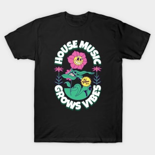 HOUSE MUSIC - Grows Vibes (White/green/pink) T-Shirt